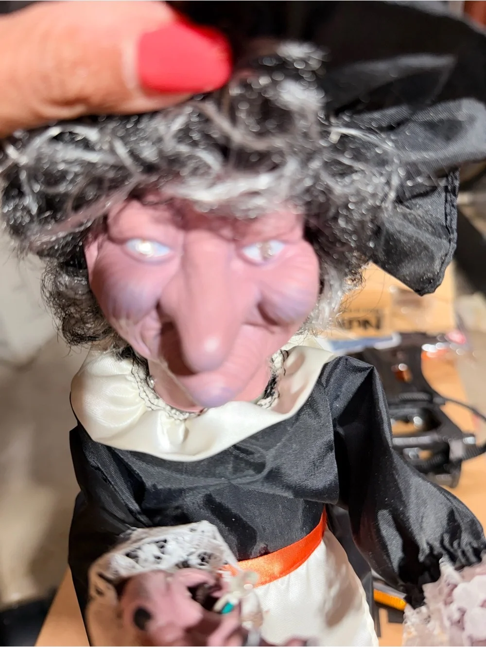 Vintage 1990s Animated Halloween Witch Motion Light Up Sound Battery Operated
